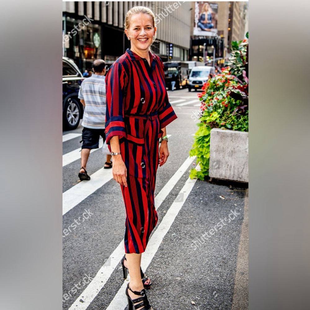 Joseph silk Vertical Striped Shirtdress midi dress red navy royal princess - Picture 2 of 11